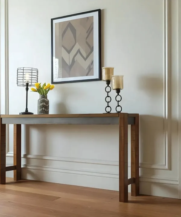 Reclaimed Wood Console Table, Industrial Modern, Slim Profile