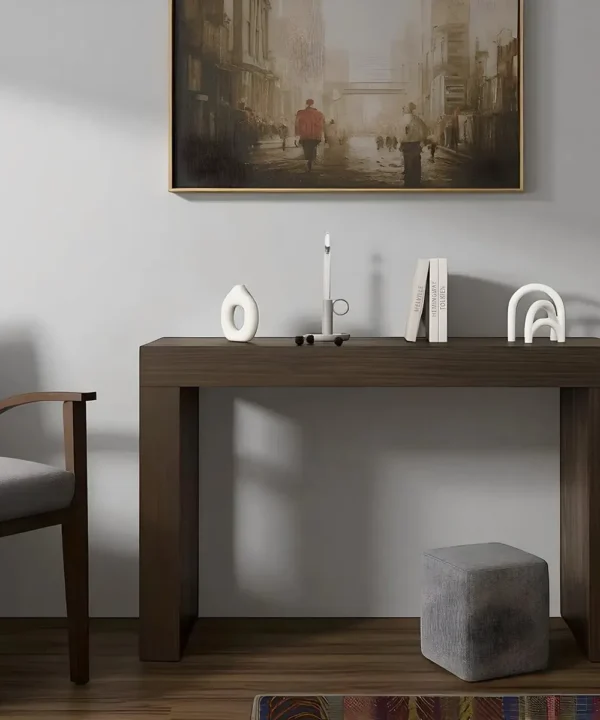 Walnut Console Table, Contemporary Minimal, Sleek Silhouette